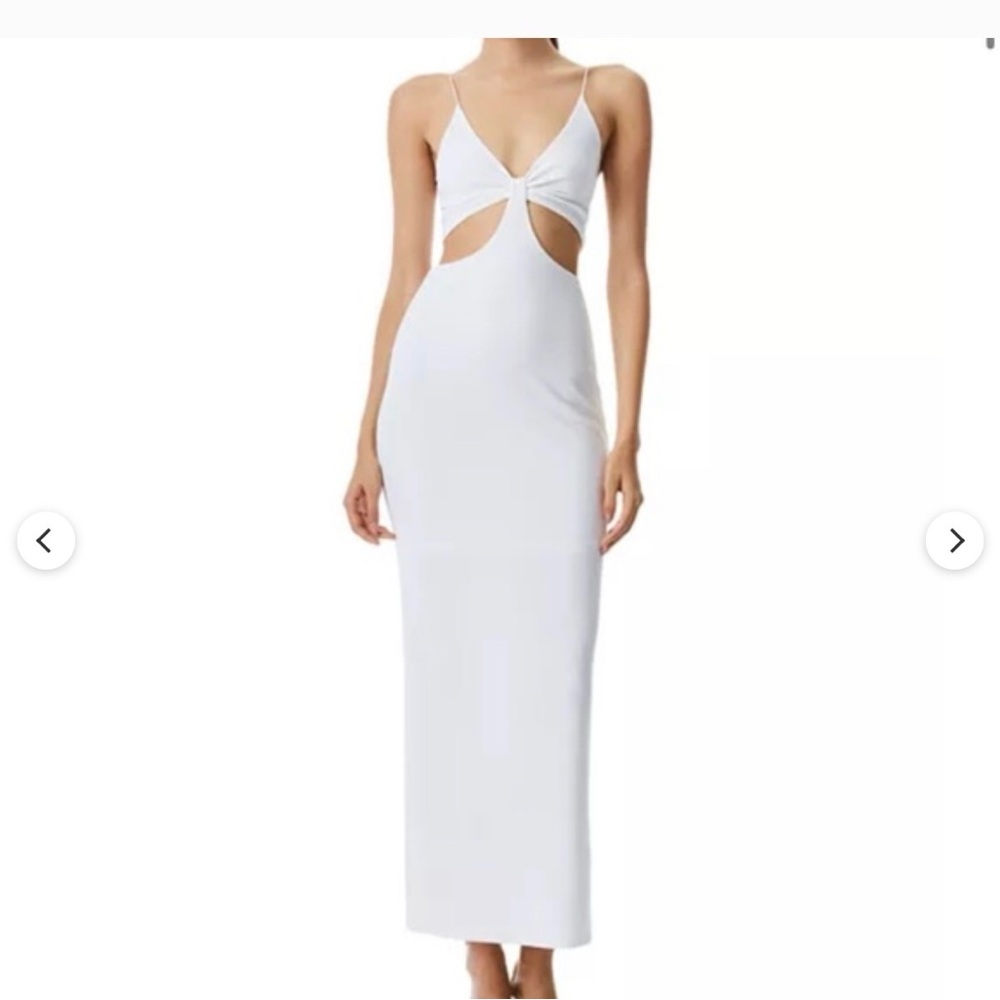 Alice + Olivia White Twist Front Cutout Maxi Dress